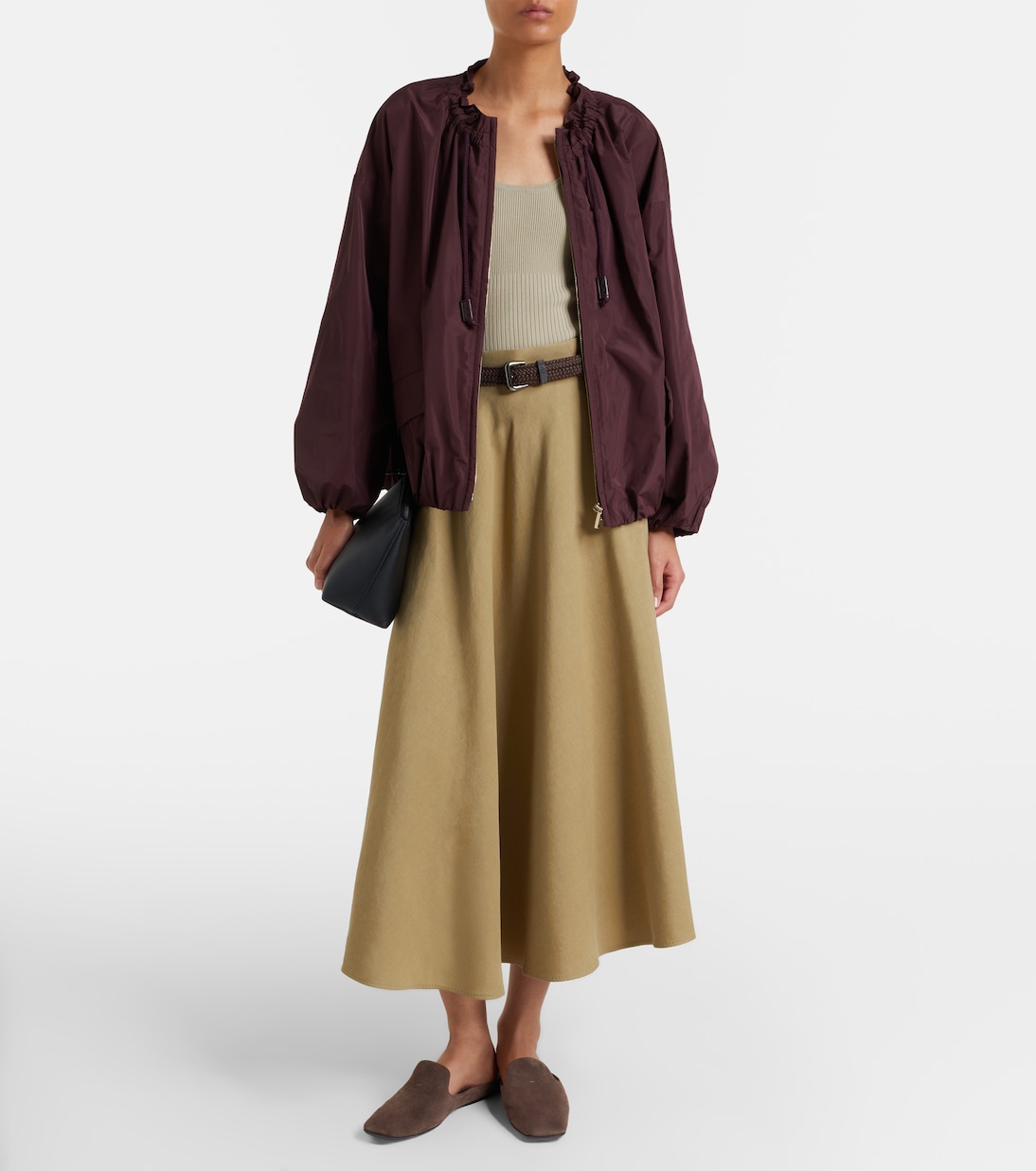 Linen and silk twill midi skirt | Max Mara