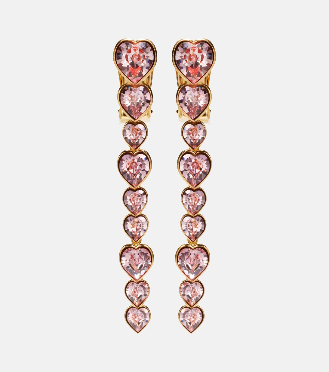 Heart crystal-embellished clip-on earrings | Oscar de la Renta