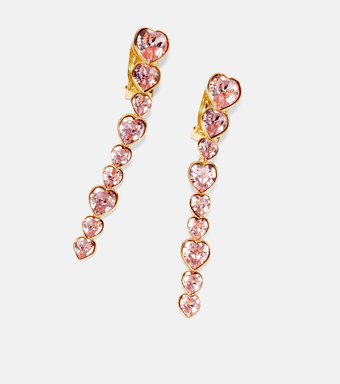 Heart crystal-embellished clip-on earrings | Oscar de la Renta