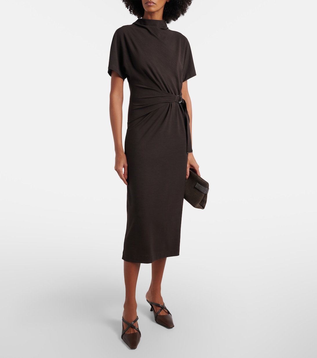 Gathered jersey midi dress | Brunello Cucinelli
