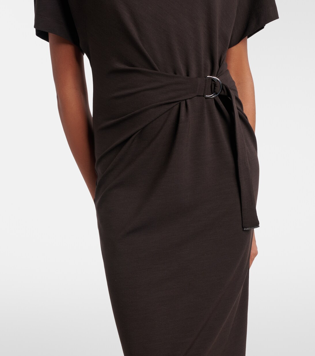 Gathered jersey midi dress | Brunello Cucinelli