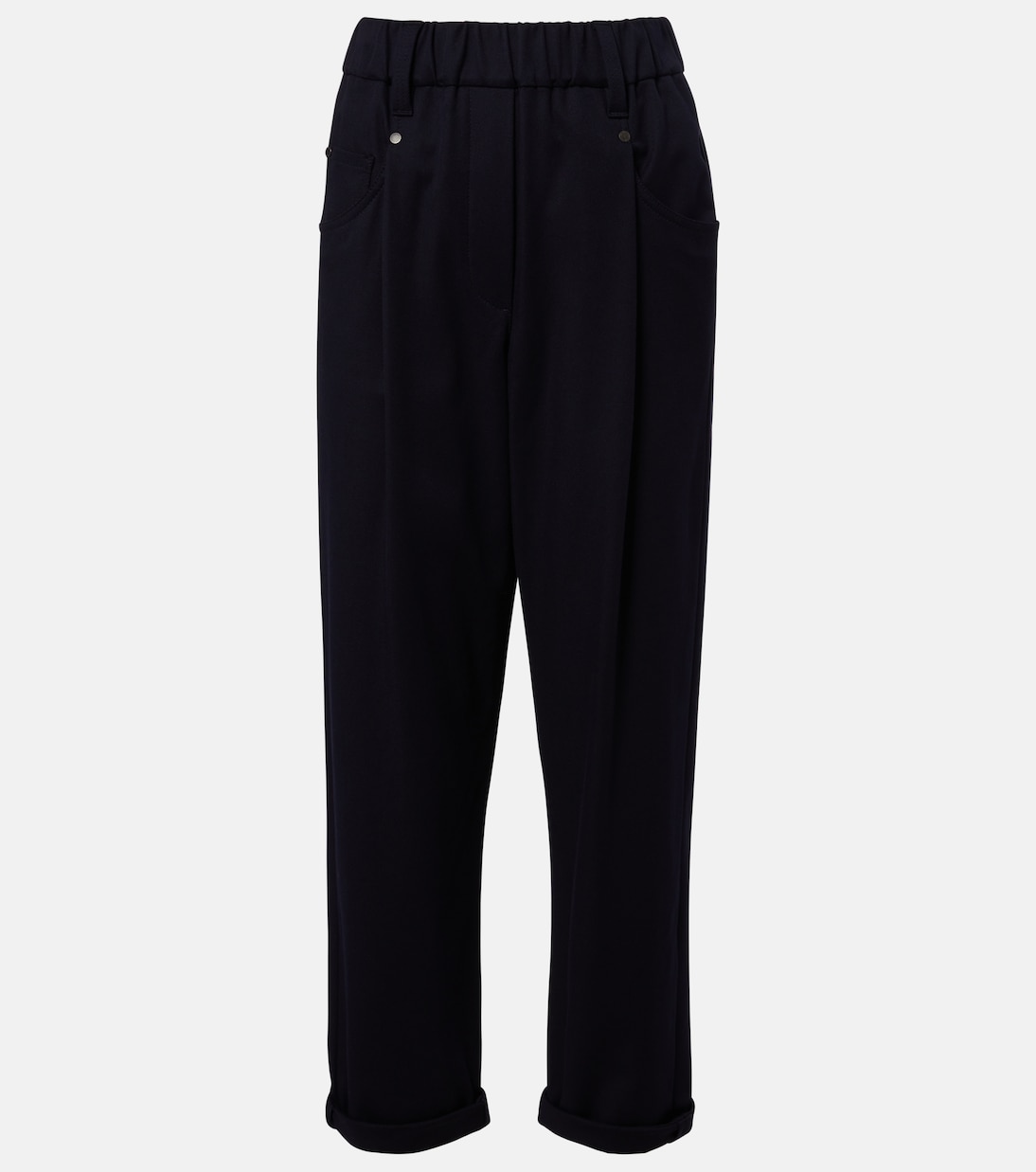 Pantalones rectos en mezcla de algodón con cuentas Monili | Brunello Cucinelli