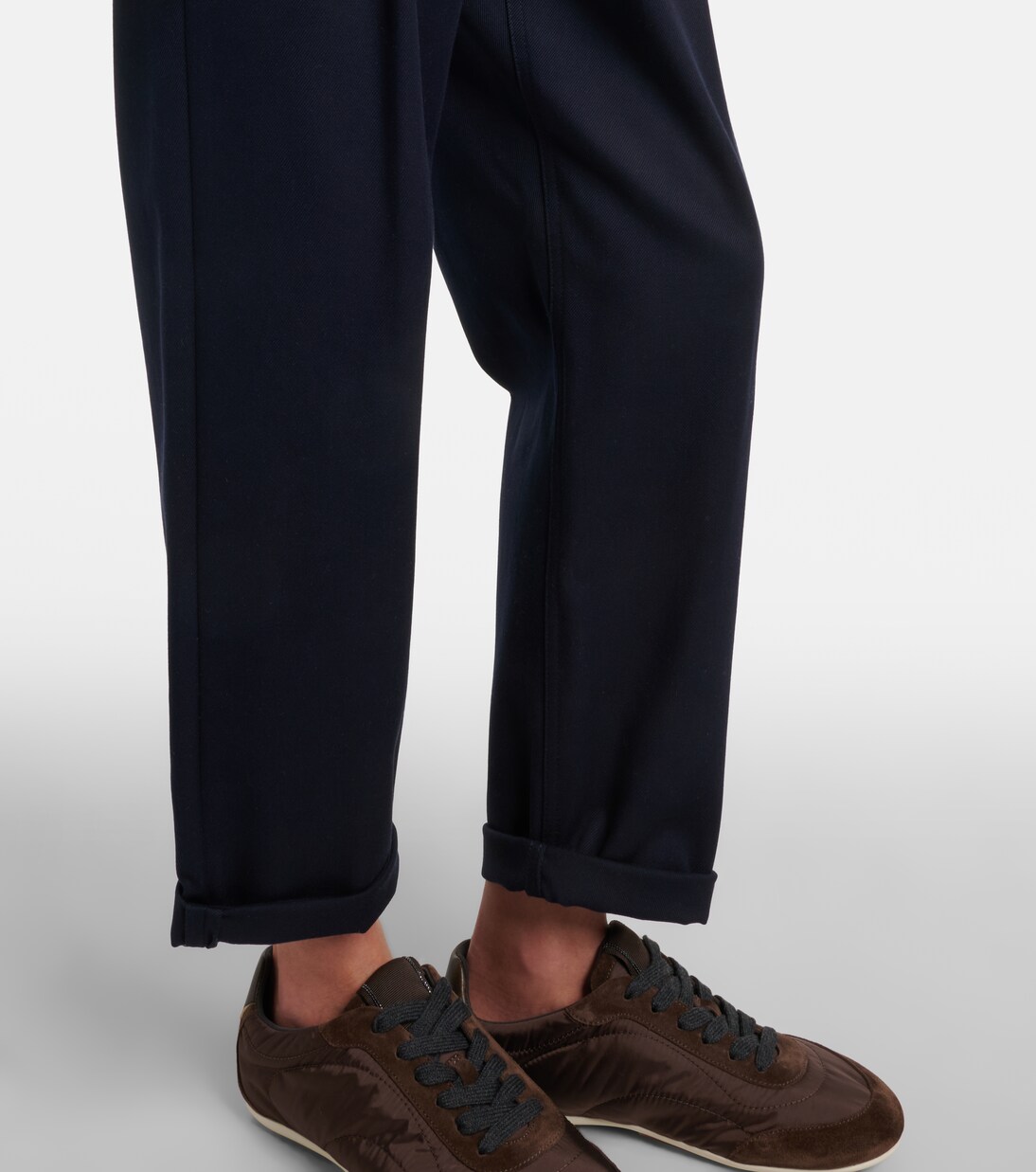 Pantalones rectos en mezcla de algodón con cuentas Monili | Brunello Cucinelli