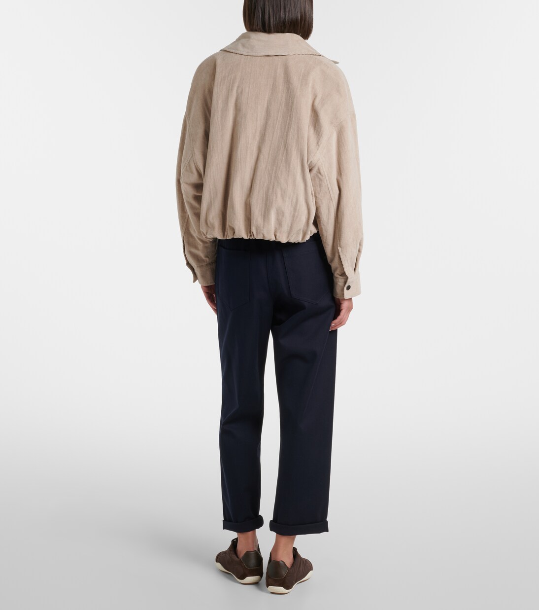 Pantalones rectos en mezcla de algodón con cuentas Monili | Brunello Cucinelli
