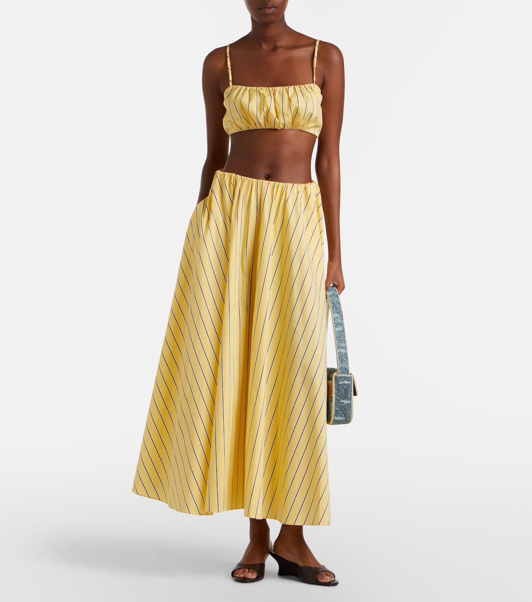 Milano striped cotton maxi skirt | Staud