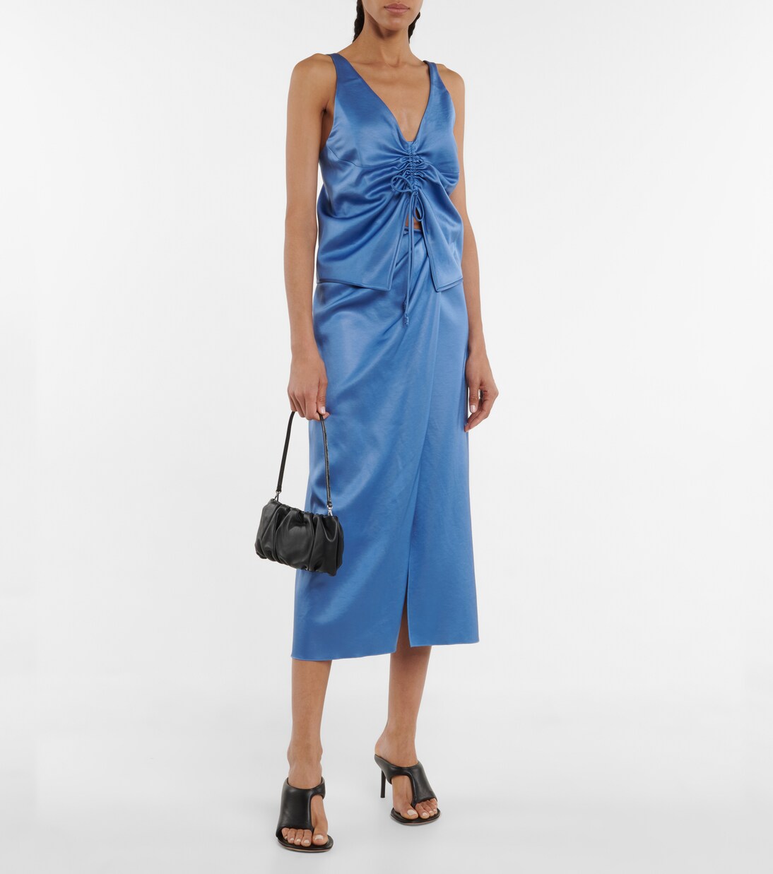 Lea satin wrap midi skirt | Nanushka