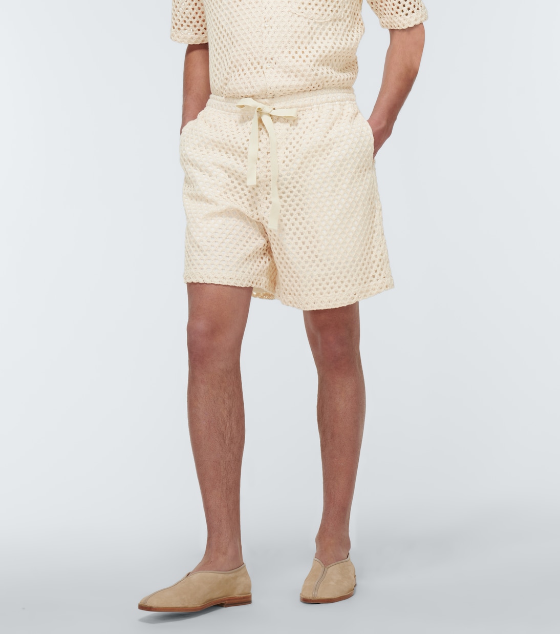 Shorts in misto cotone con occhielli | Commas