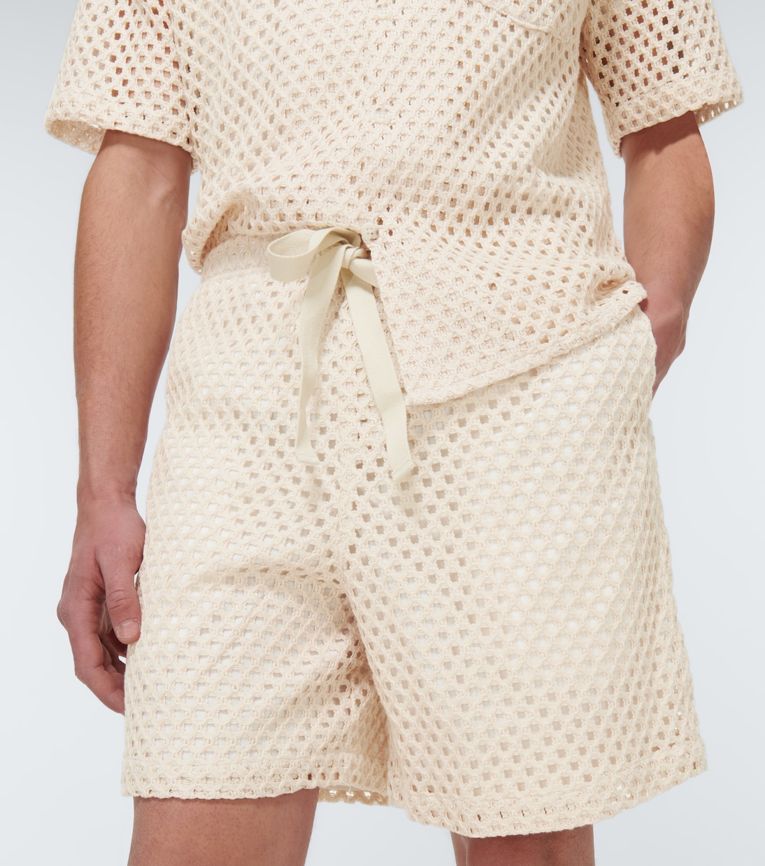 Shorts in misto cotone con occhielli | Commas