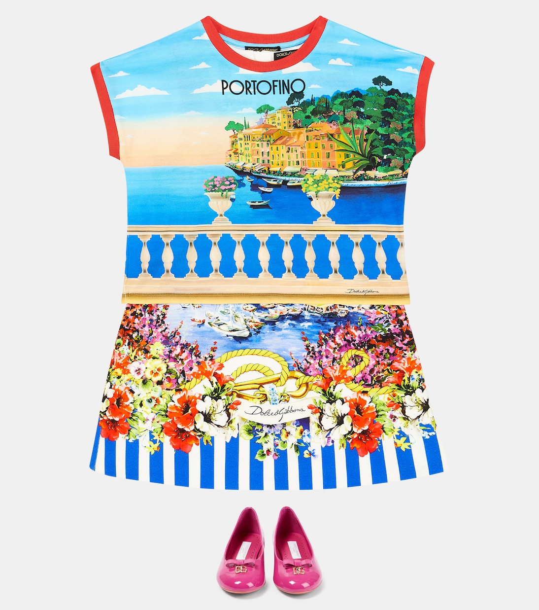 Portofino printed cotton jersey T-shirt | Dolce&Gabbana Kids