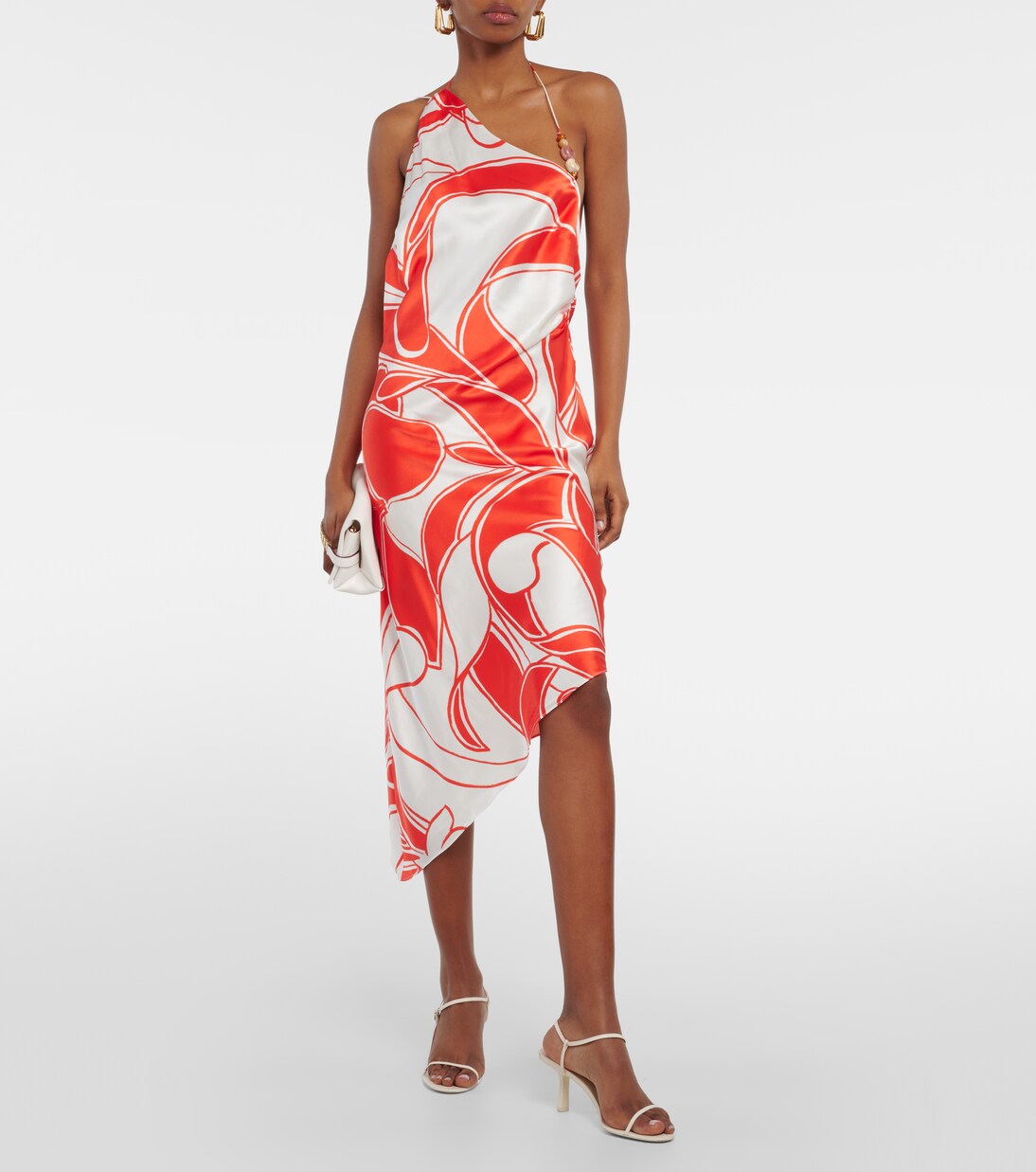 Robe midi Ramona imprimée en soie | SIR