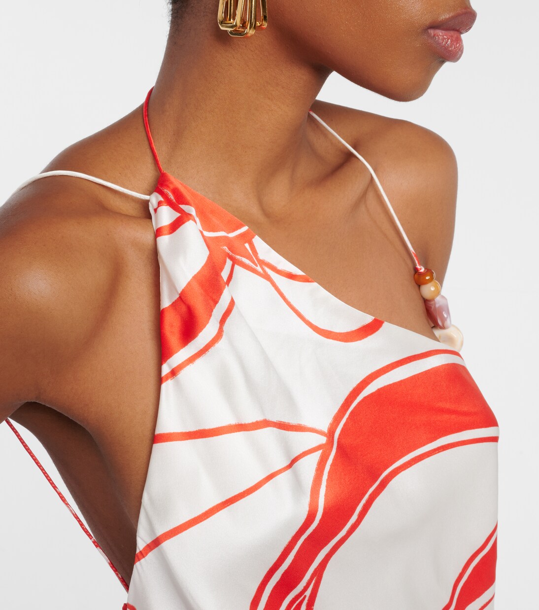 Robe midi Ramona imprimée en soie | SIR