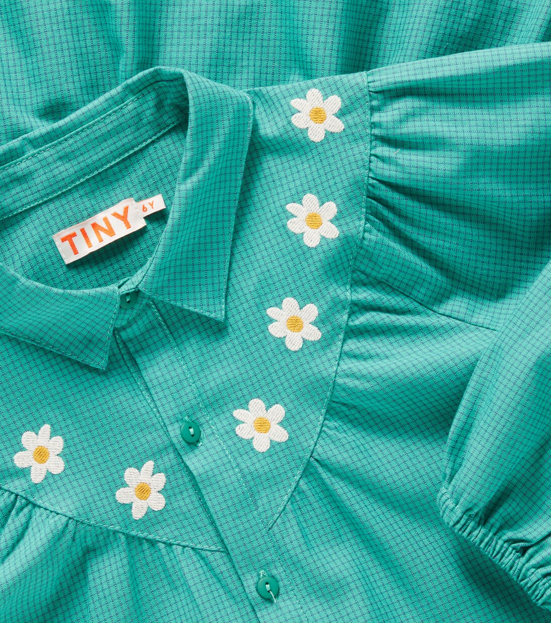 Robe Daisies en coton à carreaux | Tinycottons