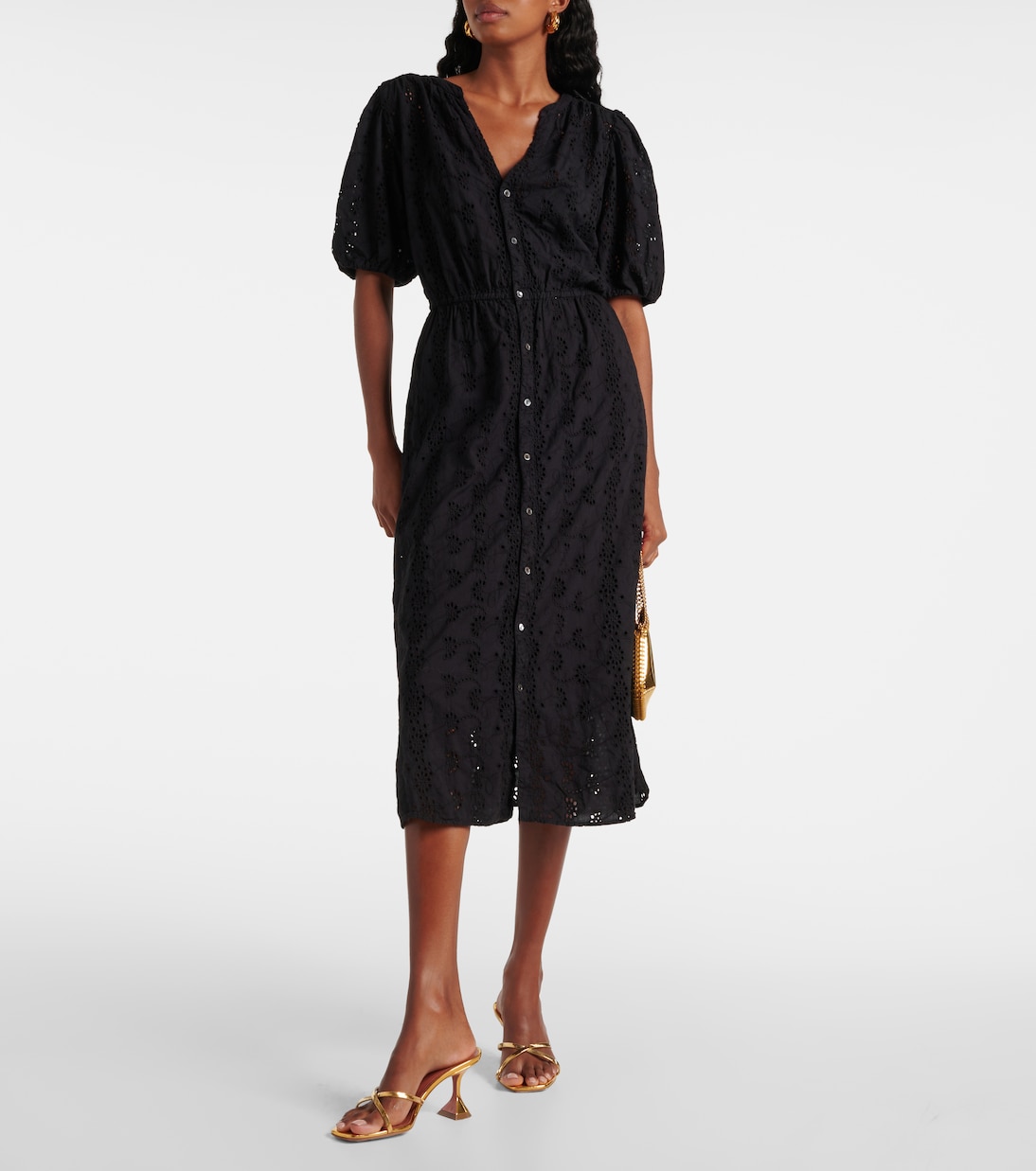 Robe midi Rorio brodée en coton | Velvet