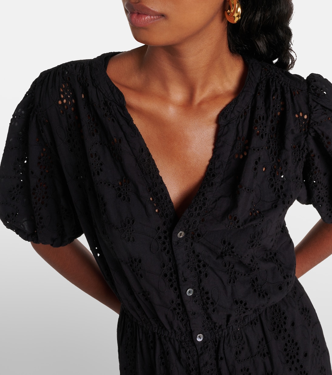 Robe midi Rorio brodée en coton | Velvet