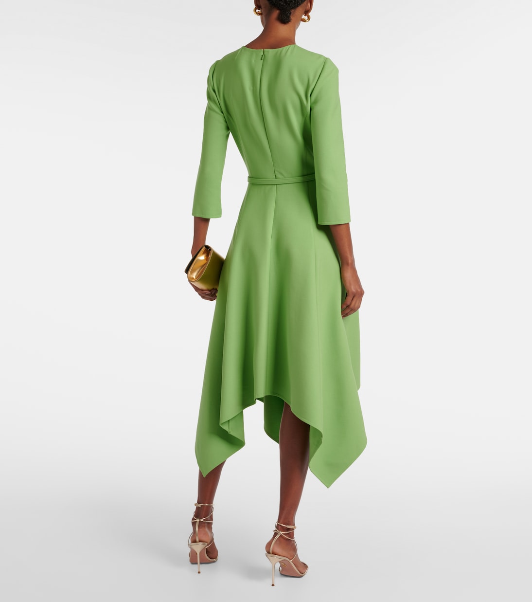 Robe midi asymétrique en laine mélangée | Oscar de la Renta