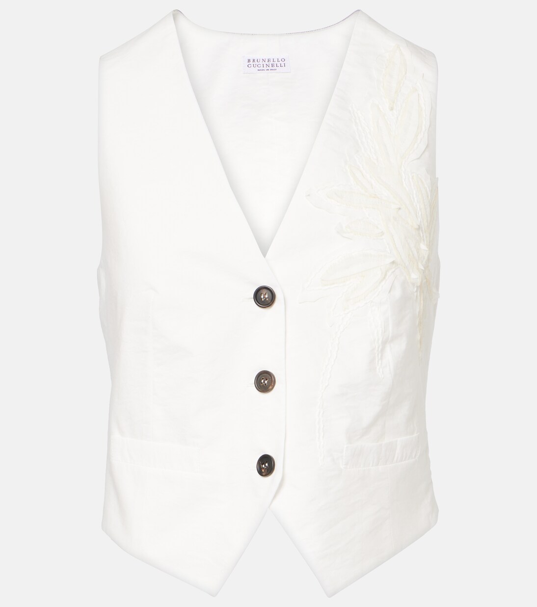 Chaleco de popelín en mezcla de algodón con Monili | Brunello Cucinelli