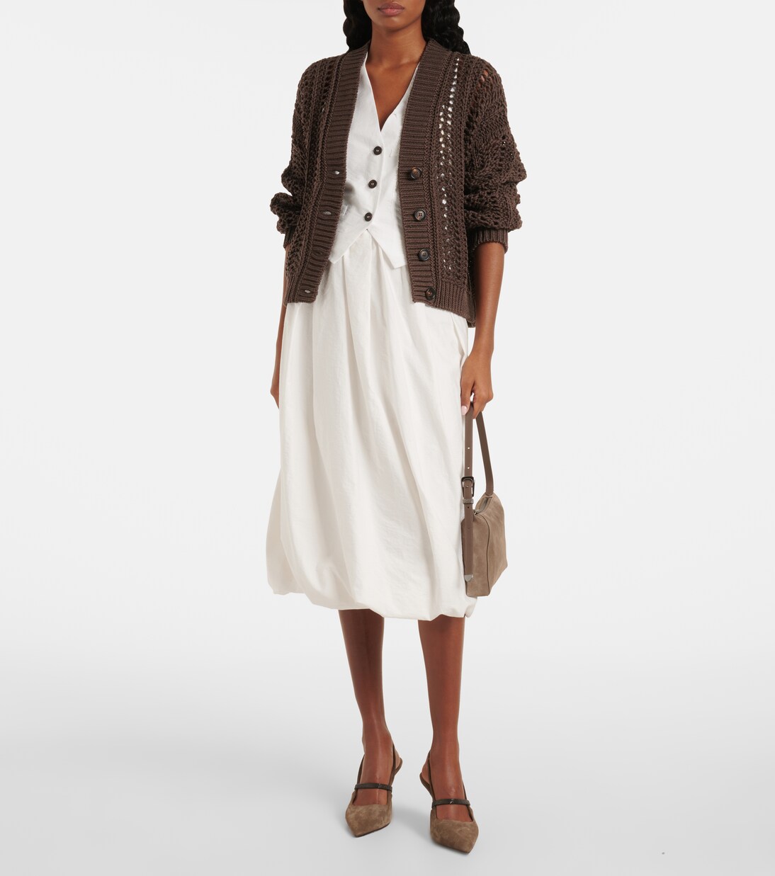 Chaleco de popelín en mezcla de algodón con Monili | Brunello Cucinelli