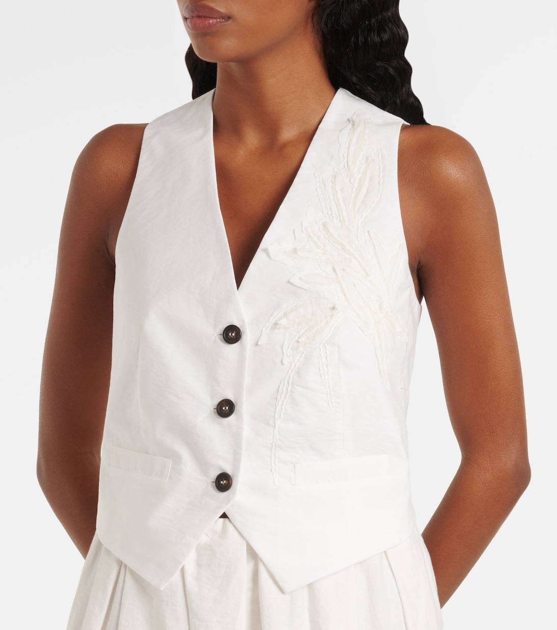 Chaleco de popelín en mezcla de algodón con Monili | Brunello Cucinelli