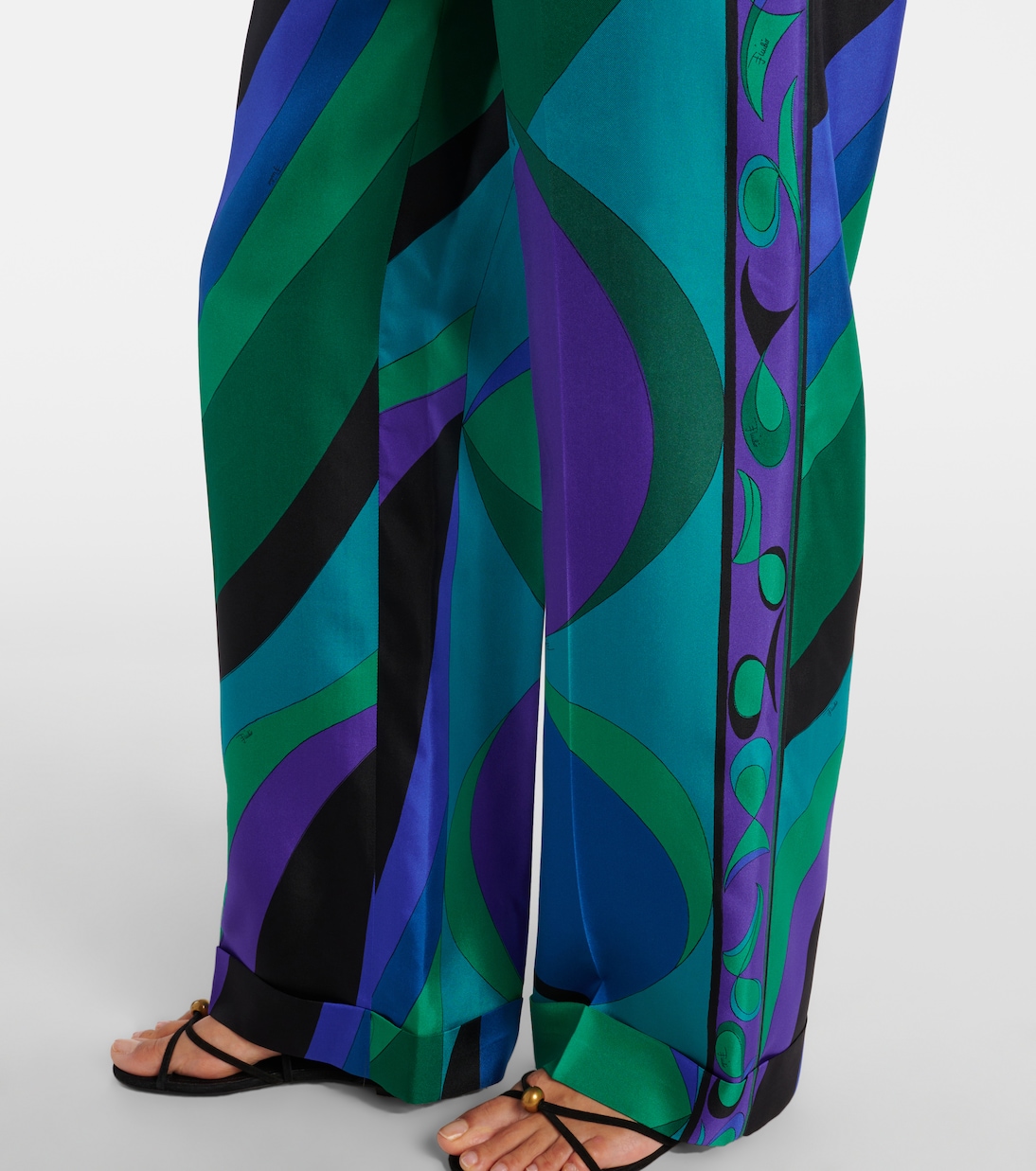 Pantaloni a gamba larga in seta con stampa | Pucci