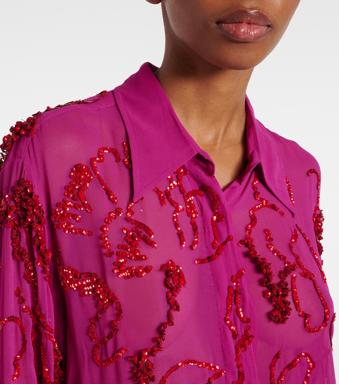 Bluse aus Chiffon mit Pailletten | Dries Van Noten