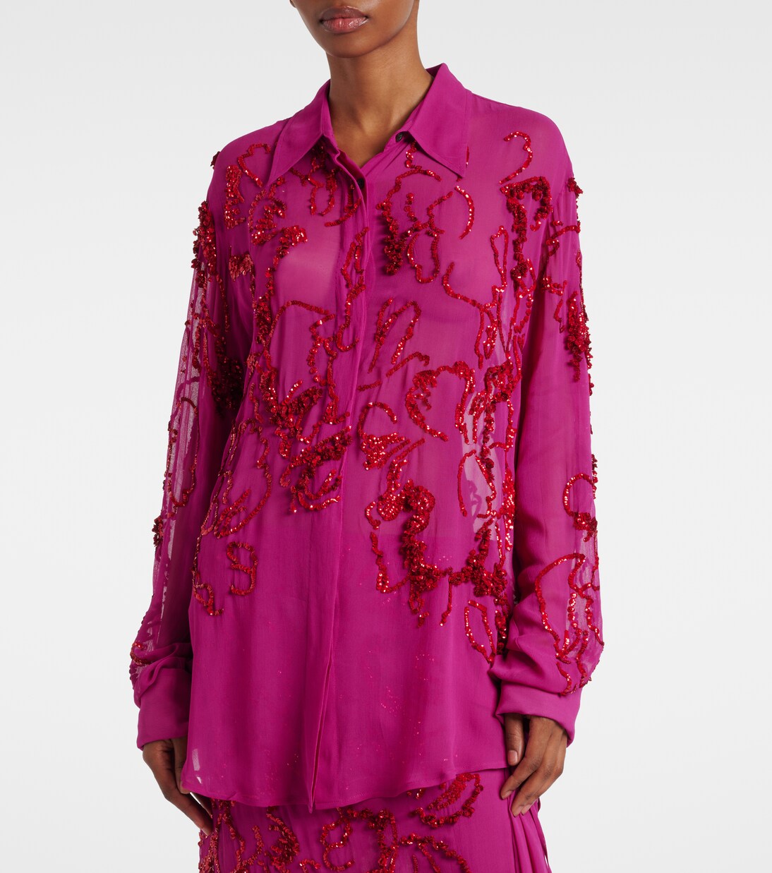 Bluse aus Chiffon mit Pailletten | Dries Van Noten