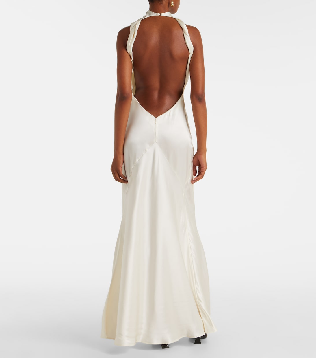 Abito lungo in raso con scollo all’americana | The Attico