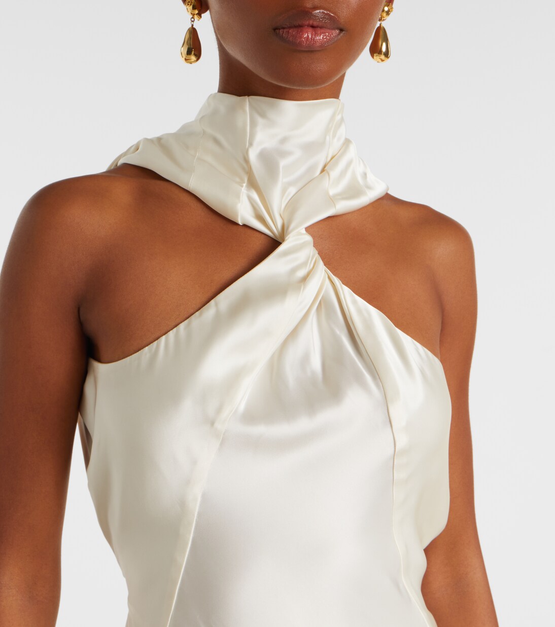 Abito lungo in raso con scollo all’americana | The Attico