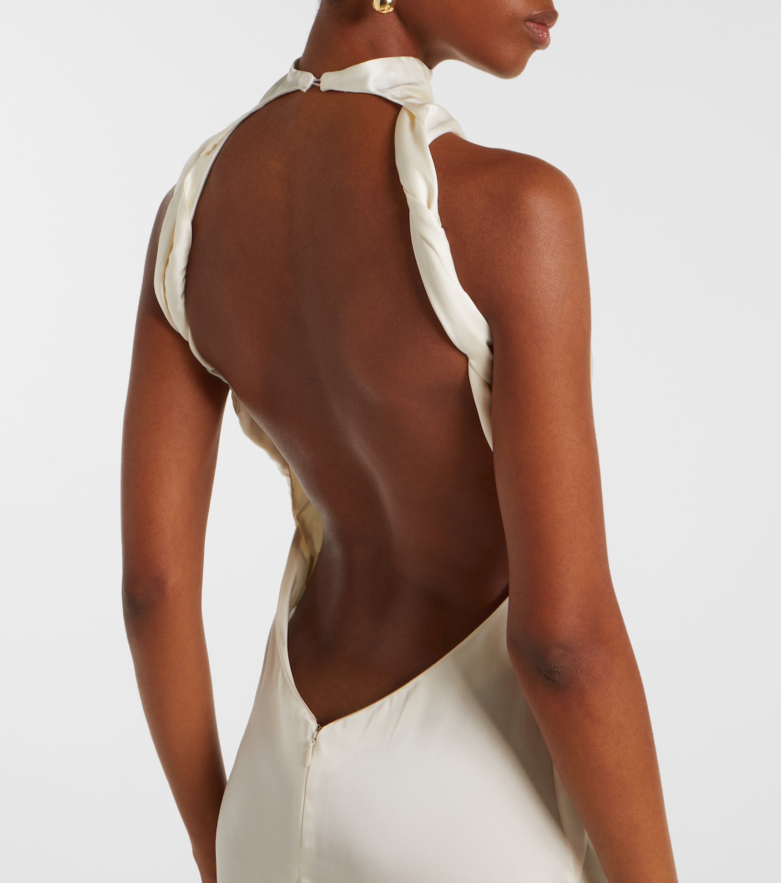 Abito lungo in raso con scollo all’americana | The Attico