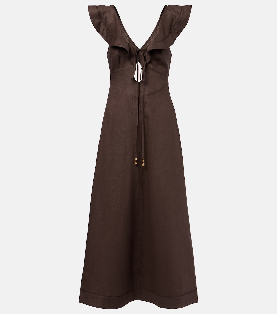 Rhiannon ruffled linen midi dress | Zimmermann