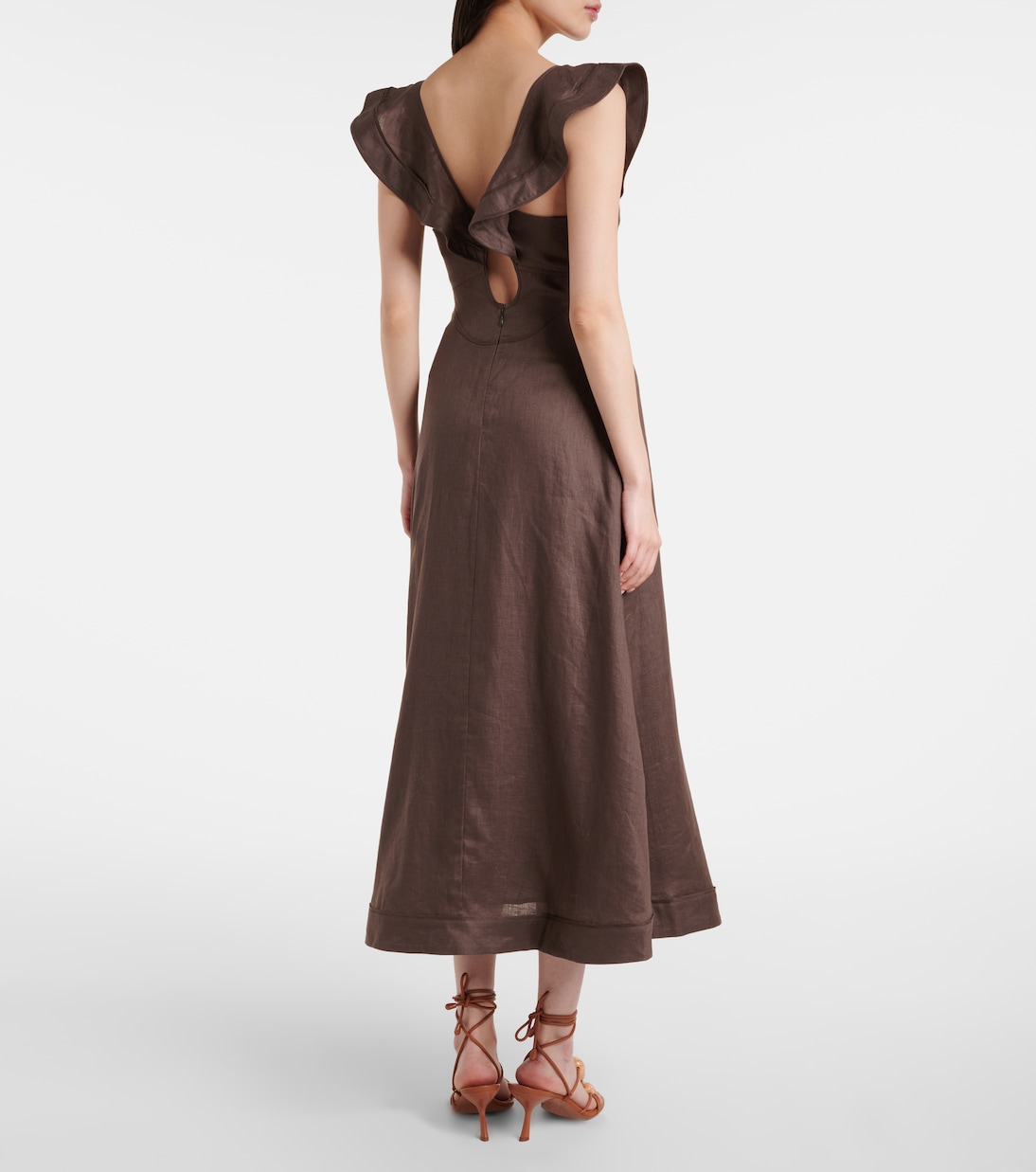 Rhiannon ruffled linen midi dress | Zimmermann