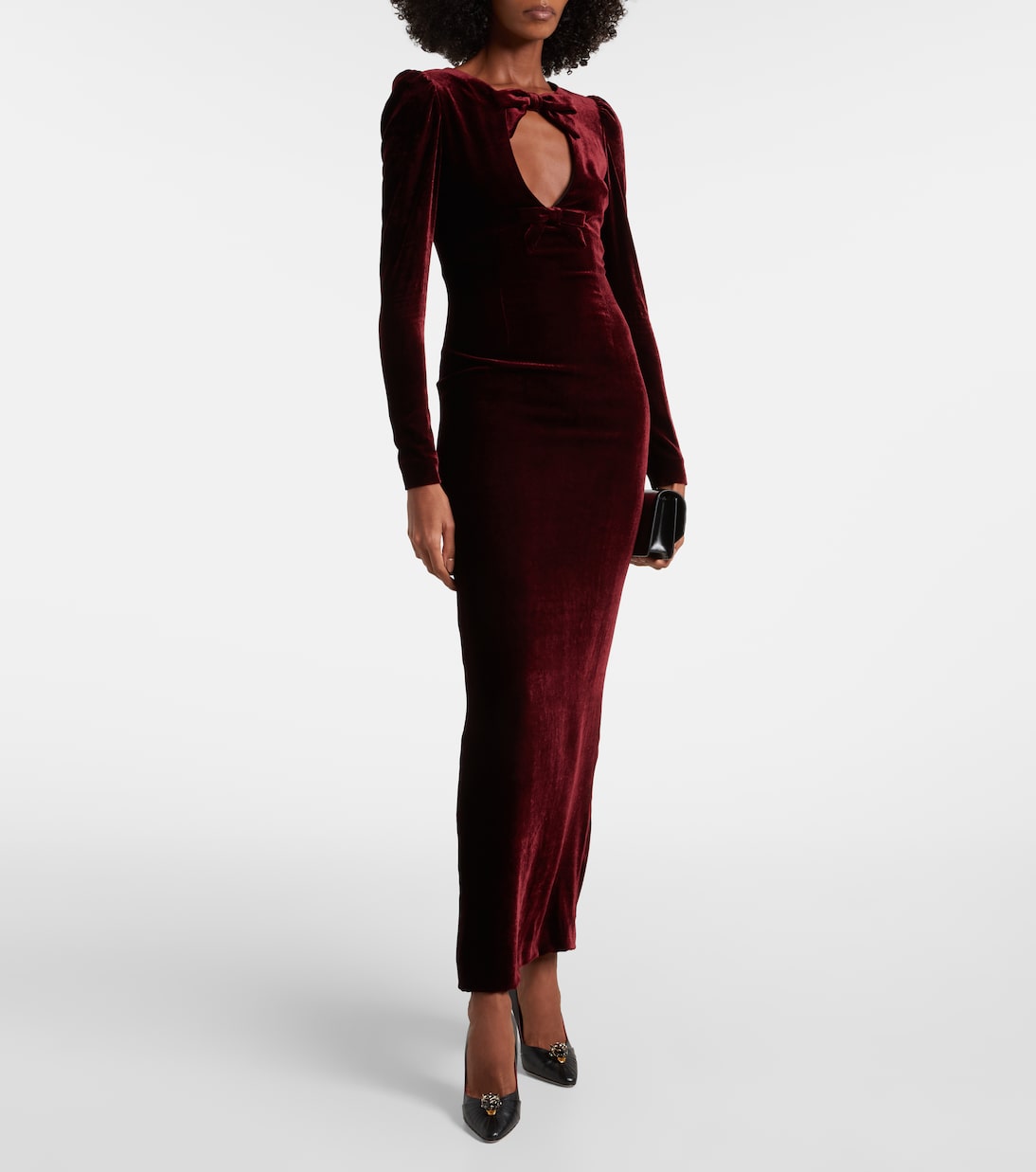 Bow-detail cutout velvet gown | Alessandra Rich