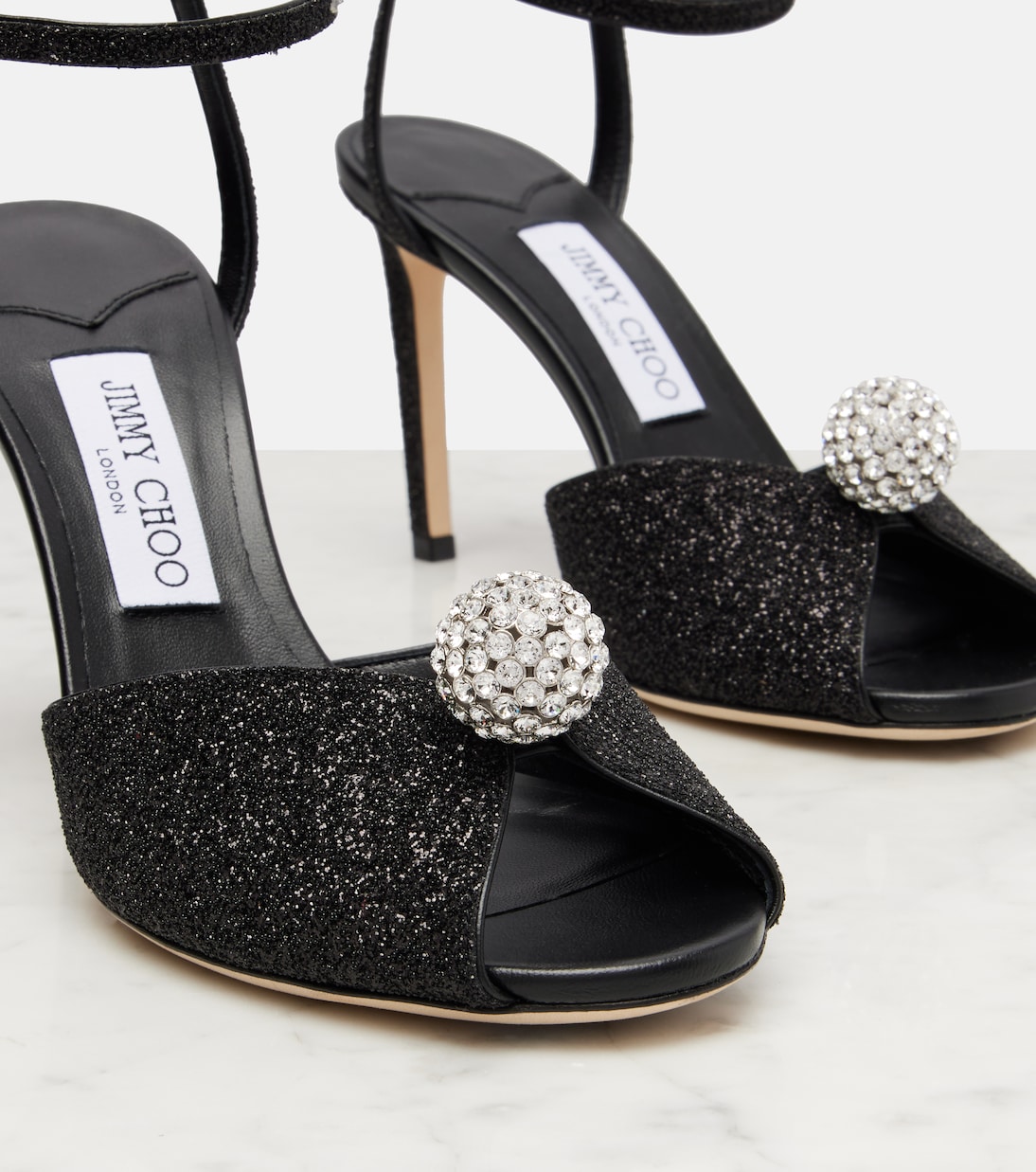 Sacora 85 glitter peep-toe sandals | Jimmy Choo