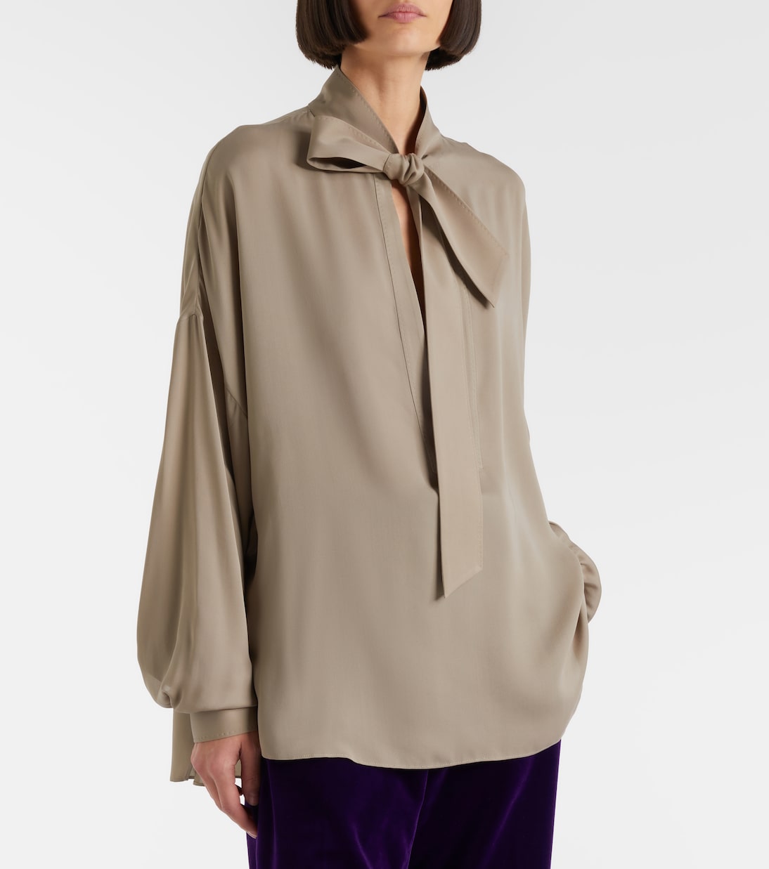 Tie-neck silk georgette blouse | Tom Ford