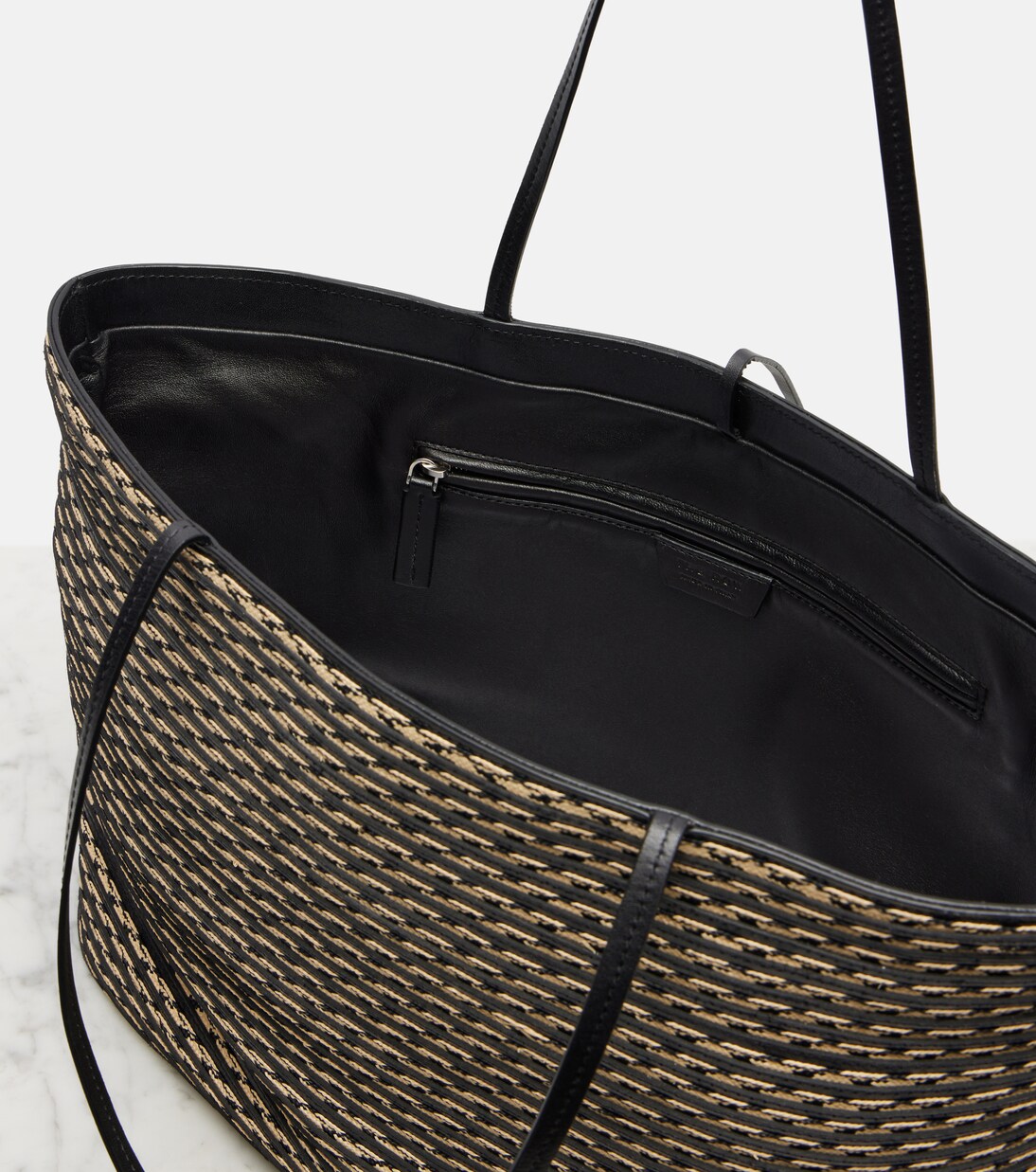 Beau Large leather-trimmed raffia tote bag | The Row