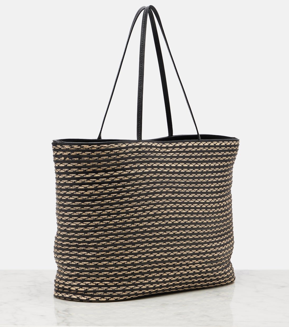 Beau Large leather-trimmed raffia tote bag | The Row