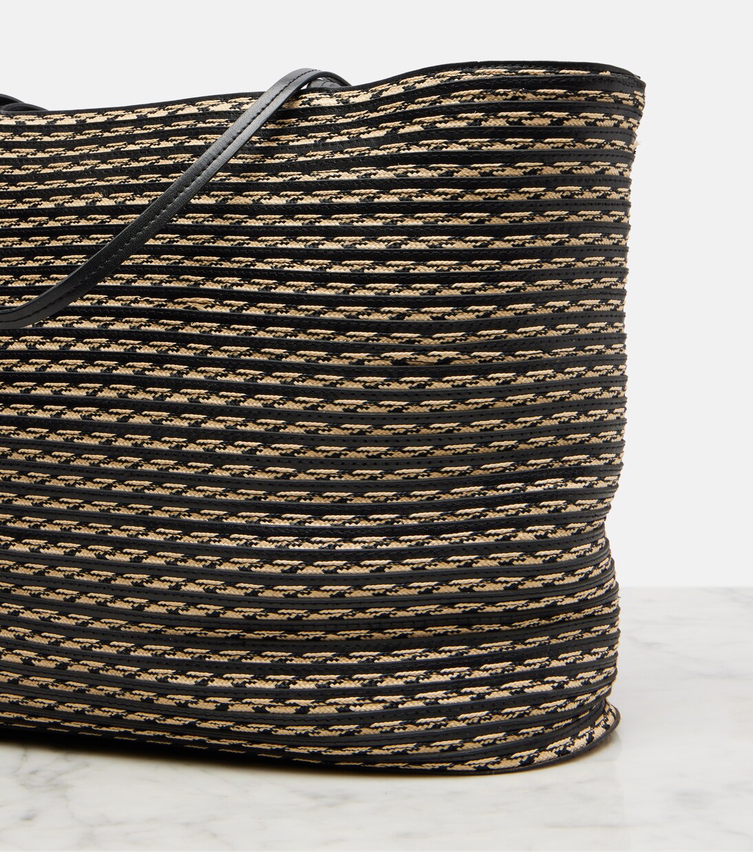 Beau Large leather-trimmed raffia tote bag | The Row