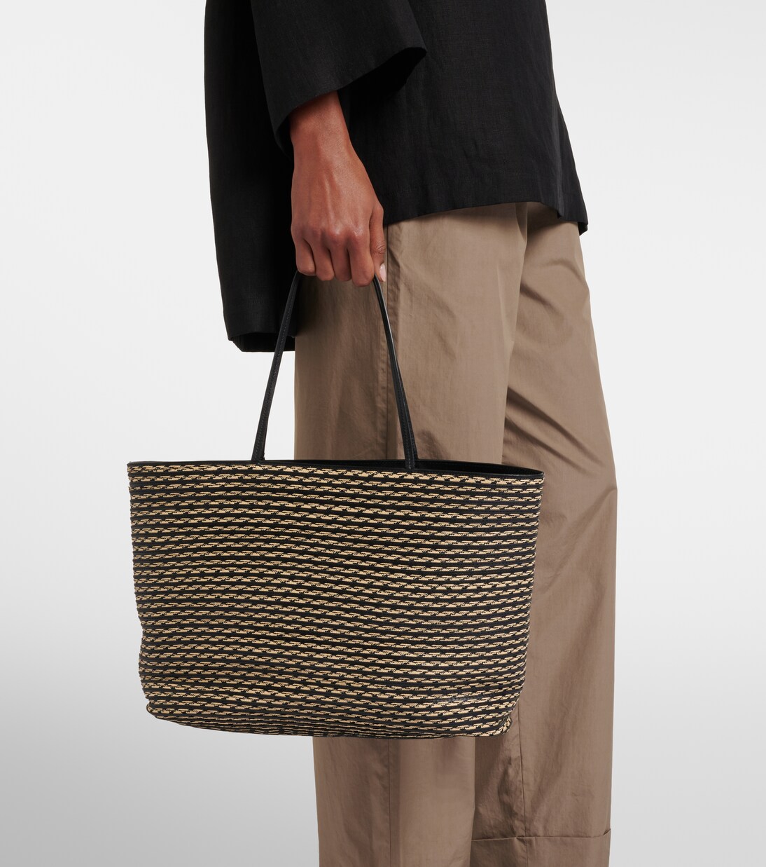 Beau Large leather-trimmed raffia tote bag | The Row
