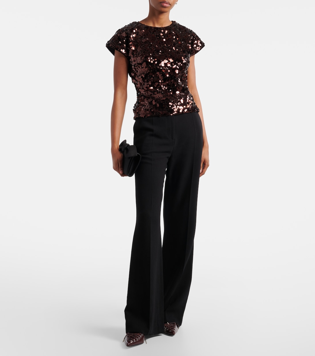 Bow-detail sequined open-back top | Ganni