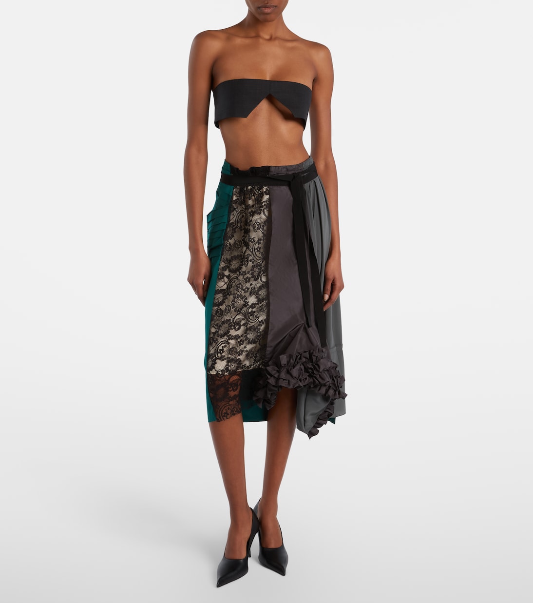 Paneled belted midi skirt | Prada