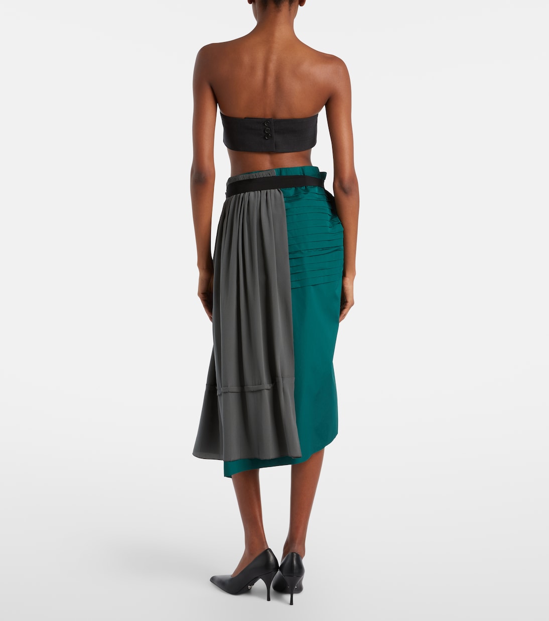 Paneled belted midi skirt | Prada