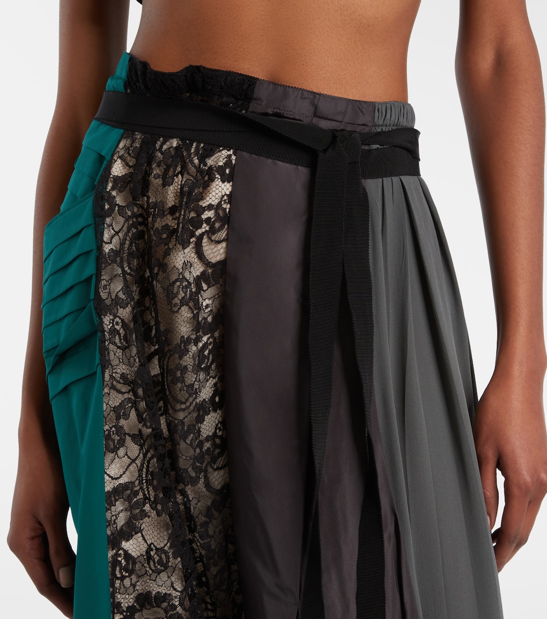 Paneled belted midi skirt | Prada