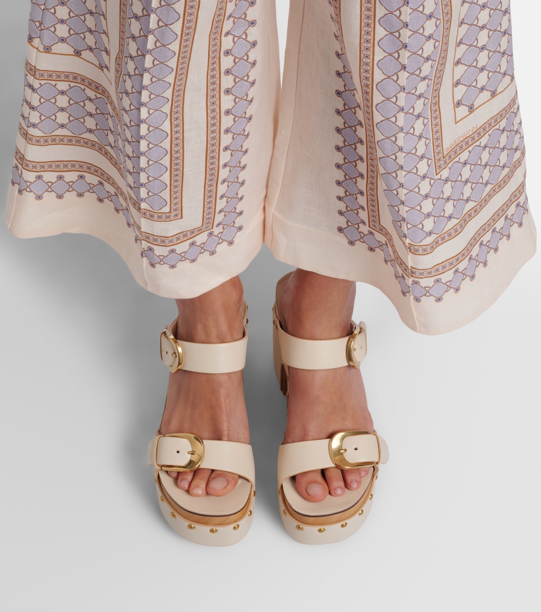 Sandales à plateau Alight en cuir à clous | Zimmermann