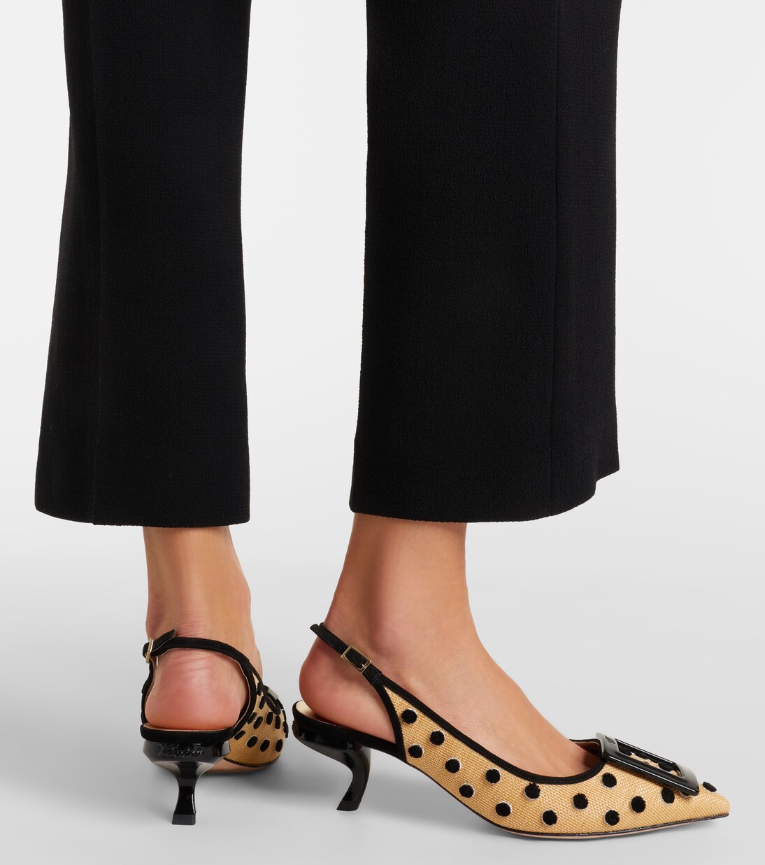 Slingback-Pumps Virgule aus Canvas mit Veloursleder | Roger Vivier