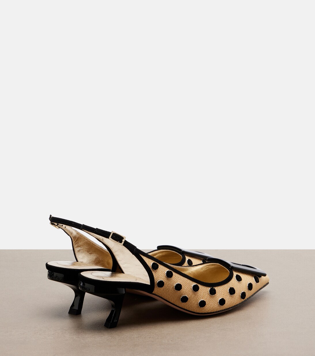 Slingback-Pumps Virgule aus Canvas mit Veloursleder | Roger Vivier