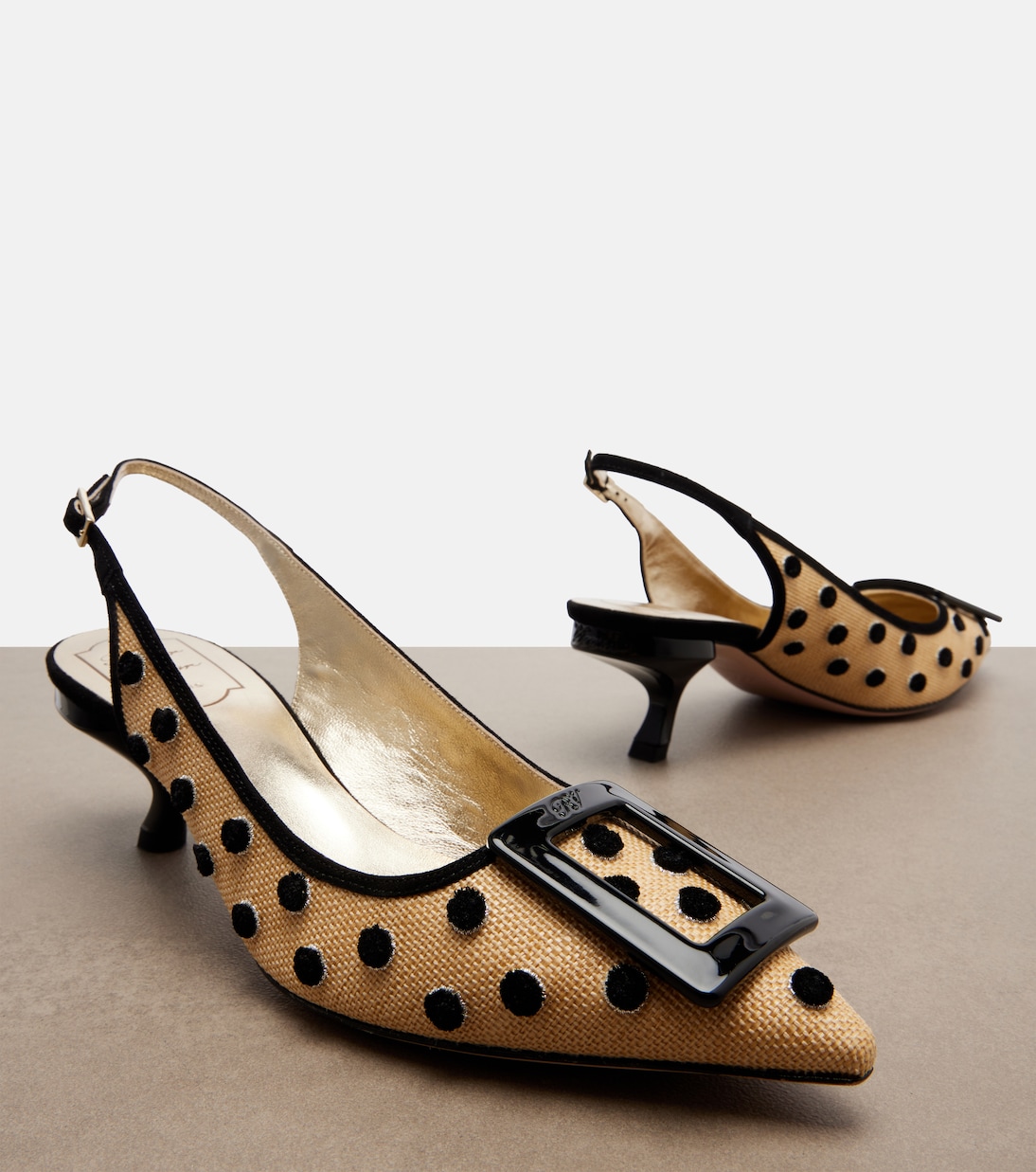 Slingback-Pumps Virgule aus Canvas mit Veloursleder | Roger Vivier