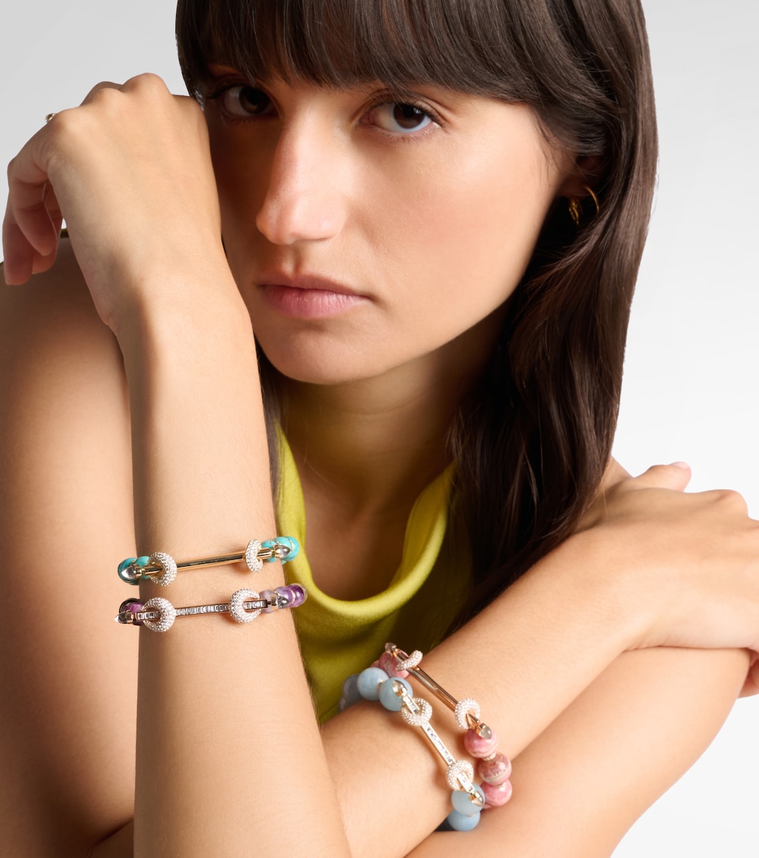 Chakra 18kt gold bracelet with gemstones | Ananya