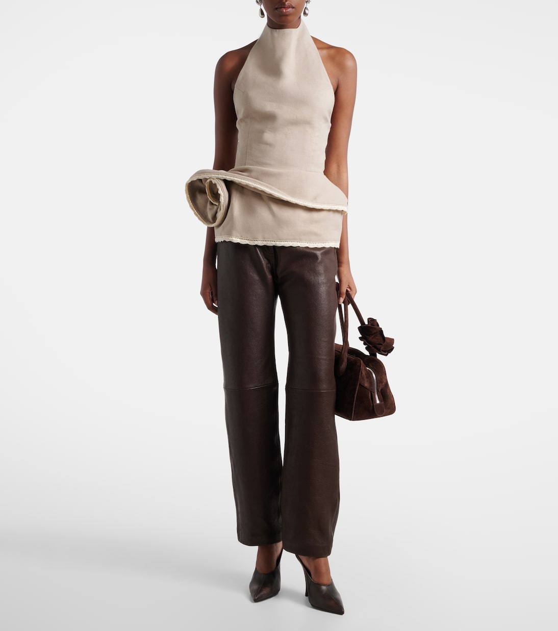 Peplum floral-appliqué linen top | Magda Butrym