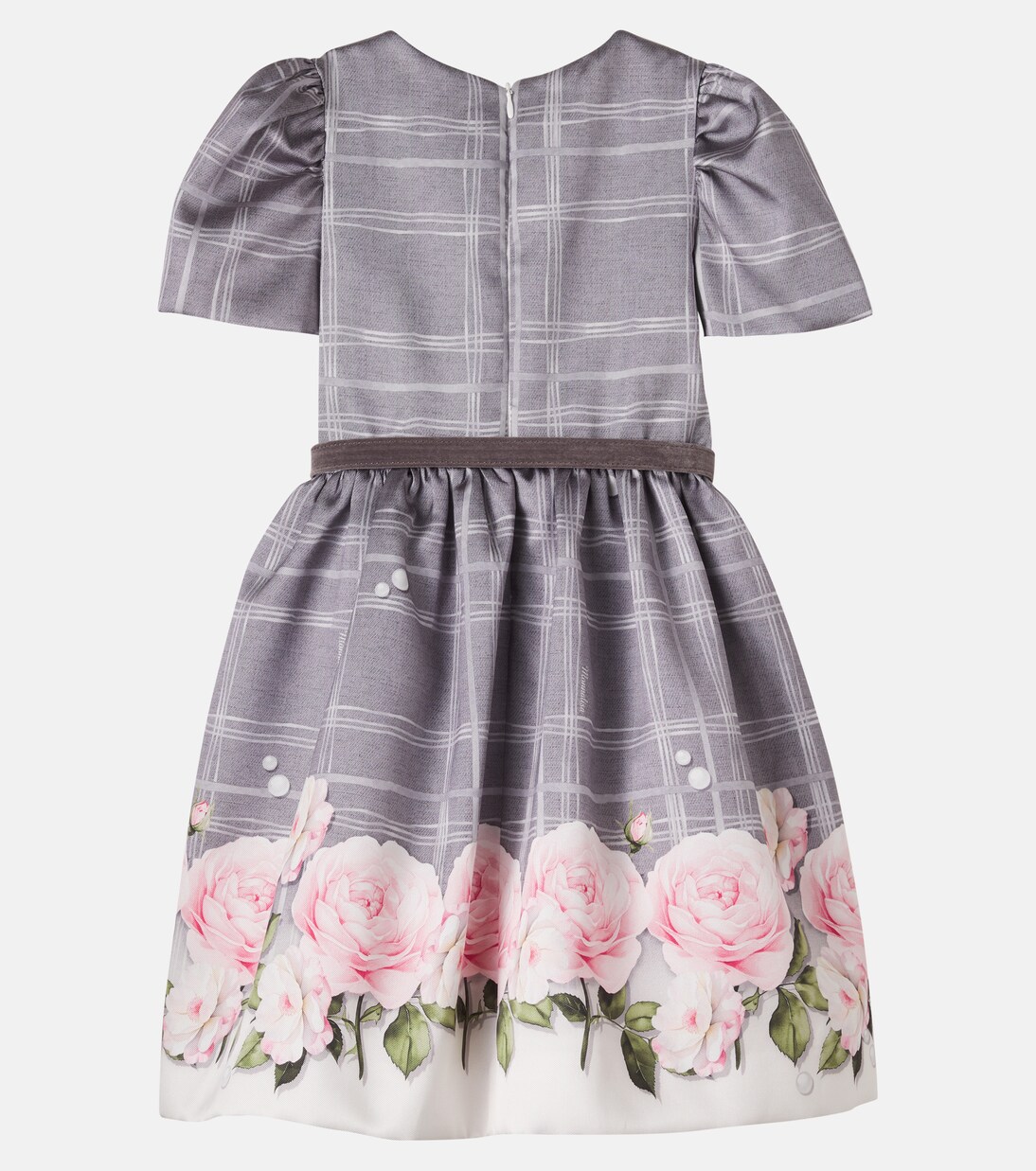 Checked floral belted dress | Monnalisa