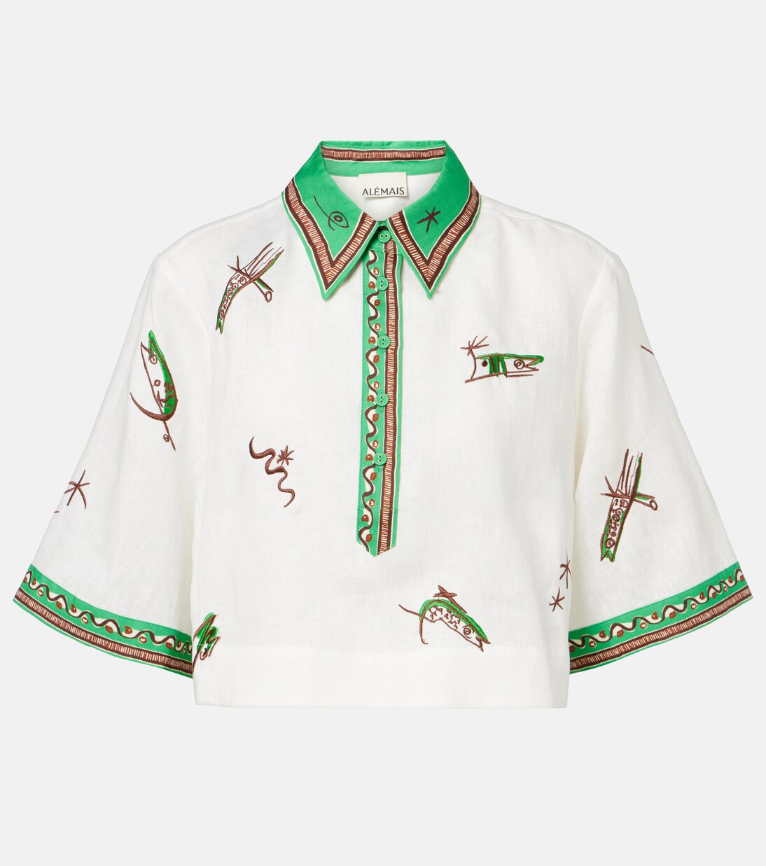 Wanda embroidered linen shirt | Alémais
