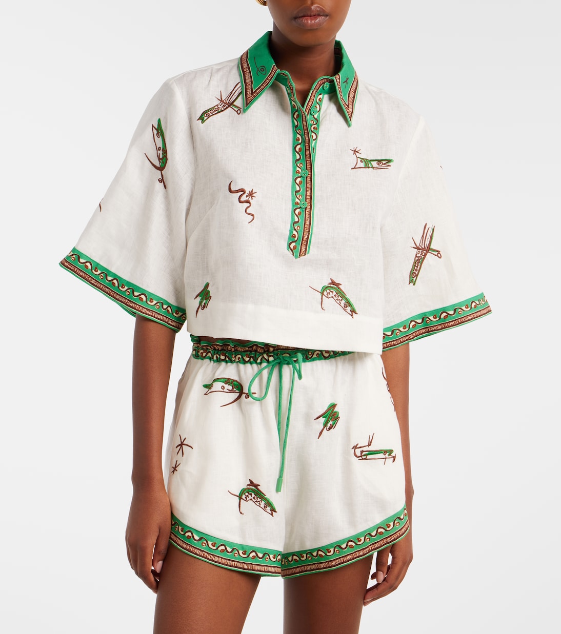 Wanda embroidered linen shirt | Alémais